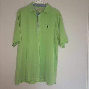 DONALD ROSS Sz Large Green Polo Button Placket Collared